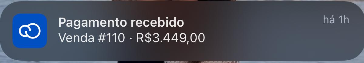 Notificação real de pagamento recebido