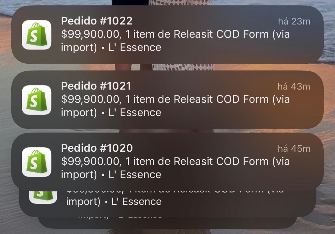 Sequência real de pedidos de uma loja virtual