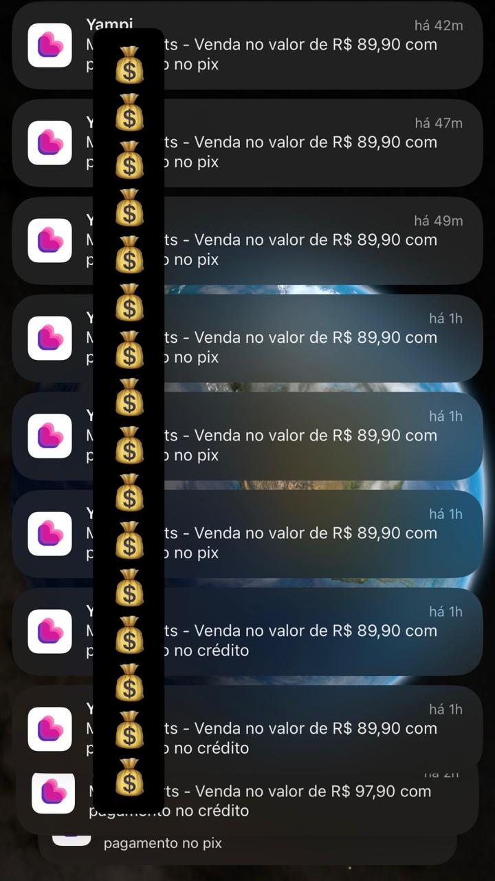 Sequência real de notificações de vendas recebidas