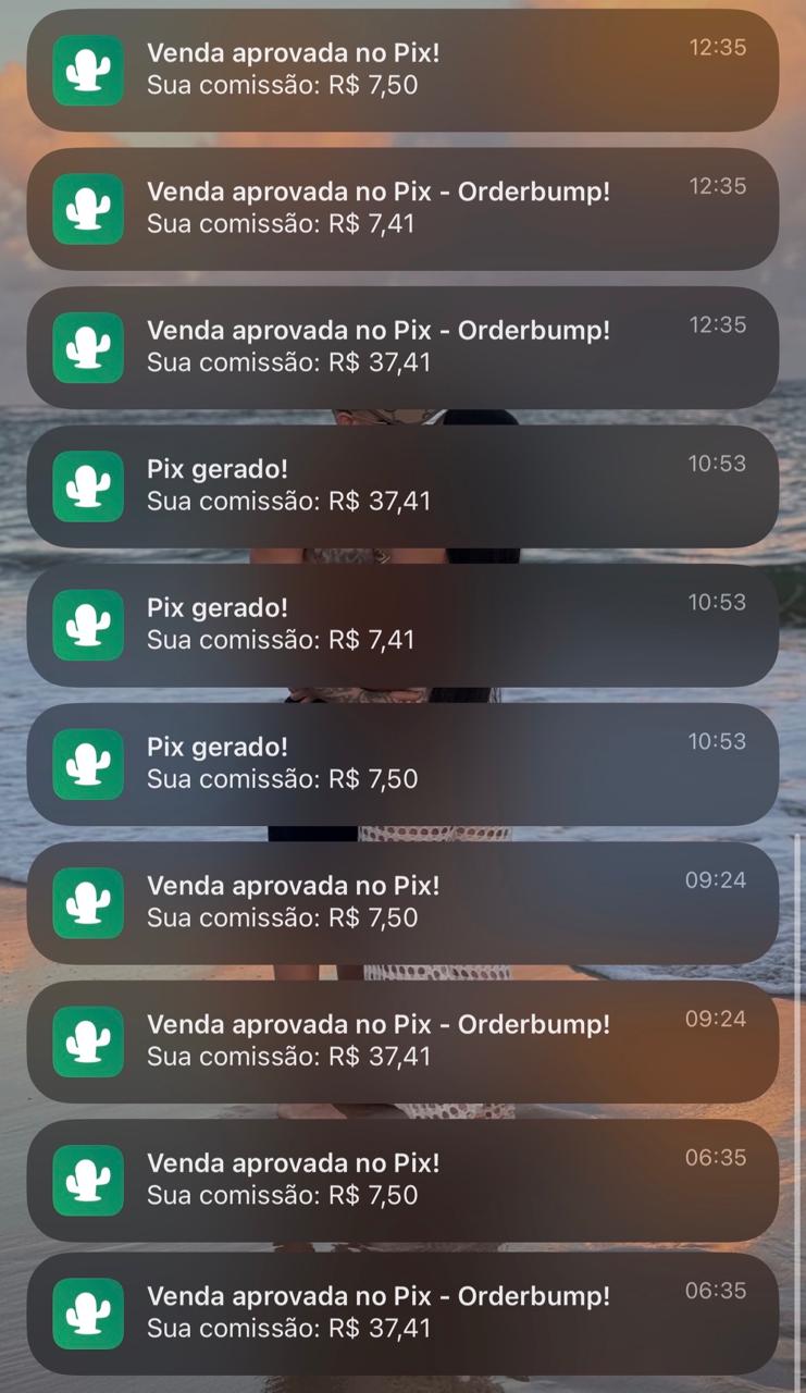 Sequência real de vendas e pagamentos por Pix