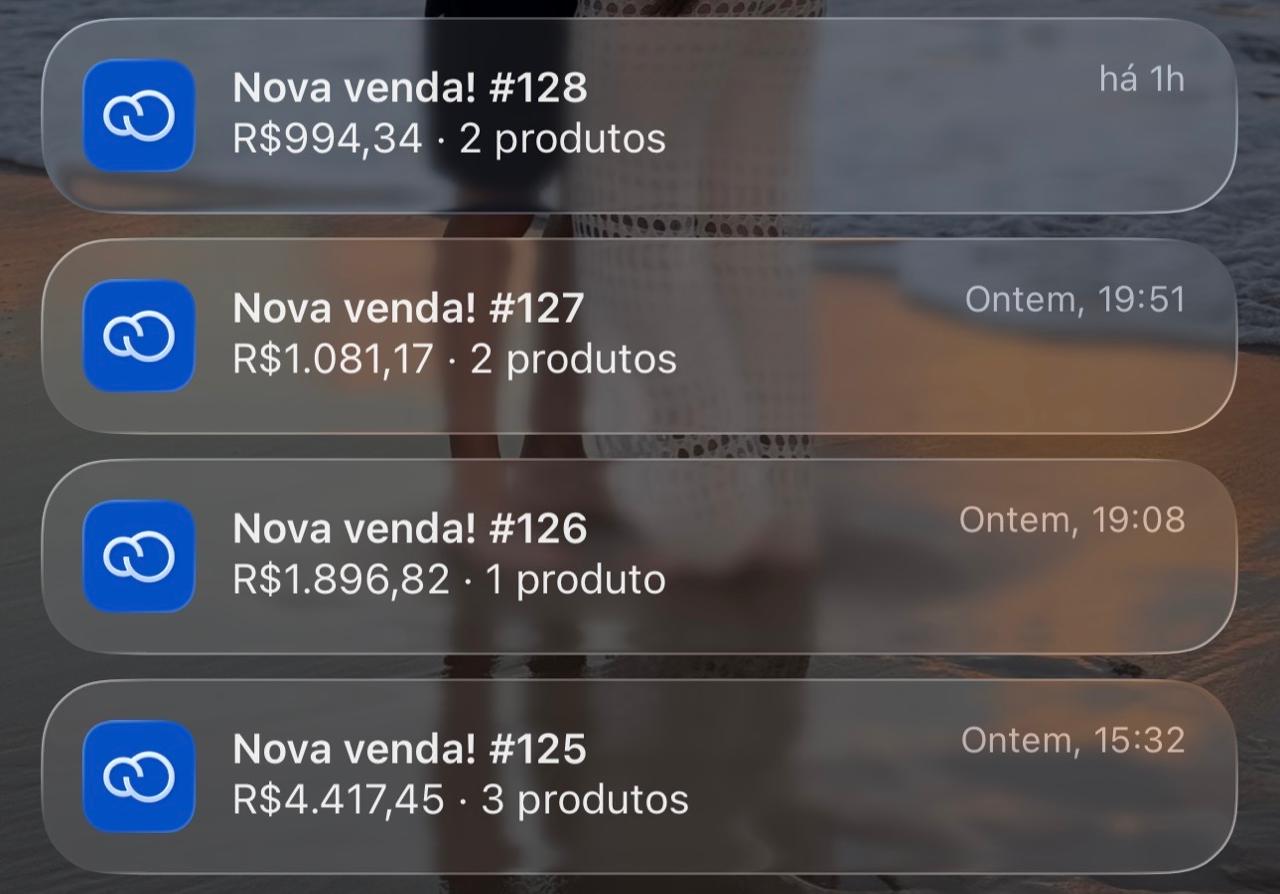 Notificações reais de vendas de produtos em uma loja virtual