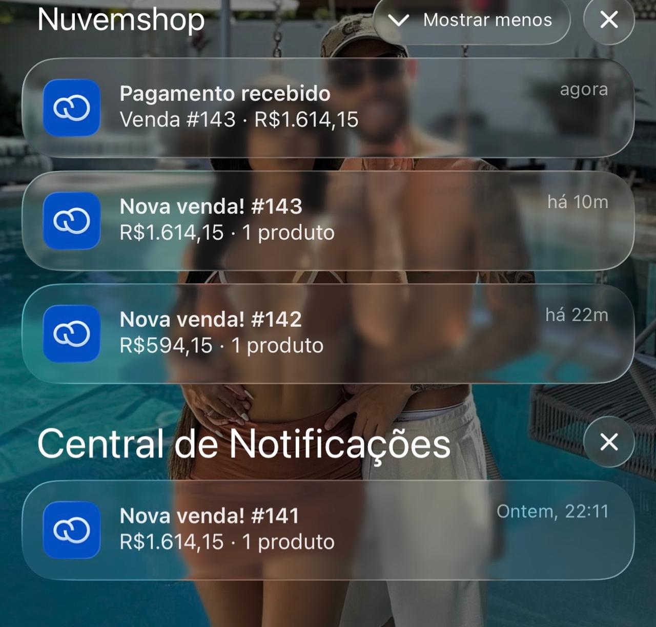 Notificações reais de pagamentos e vendas de e-commerce